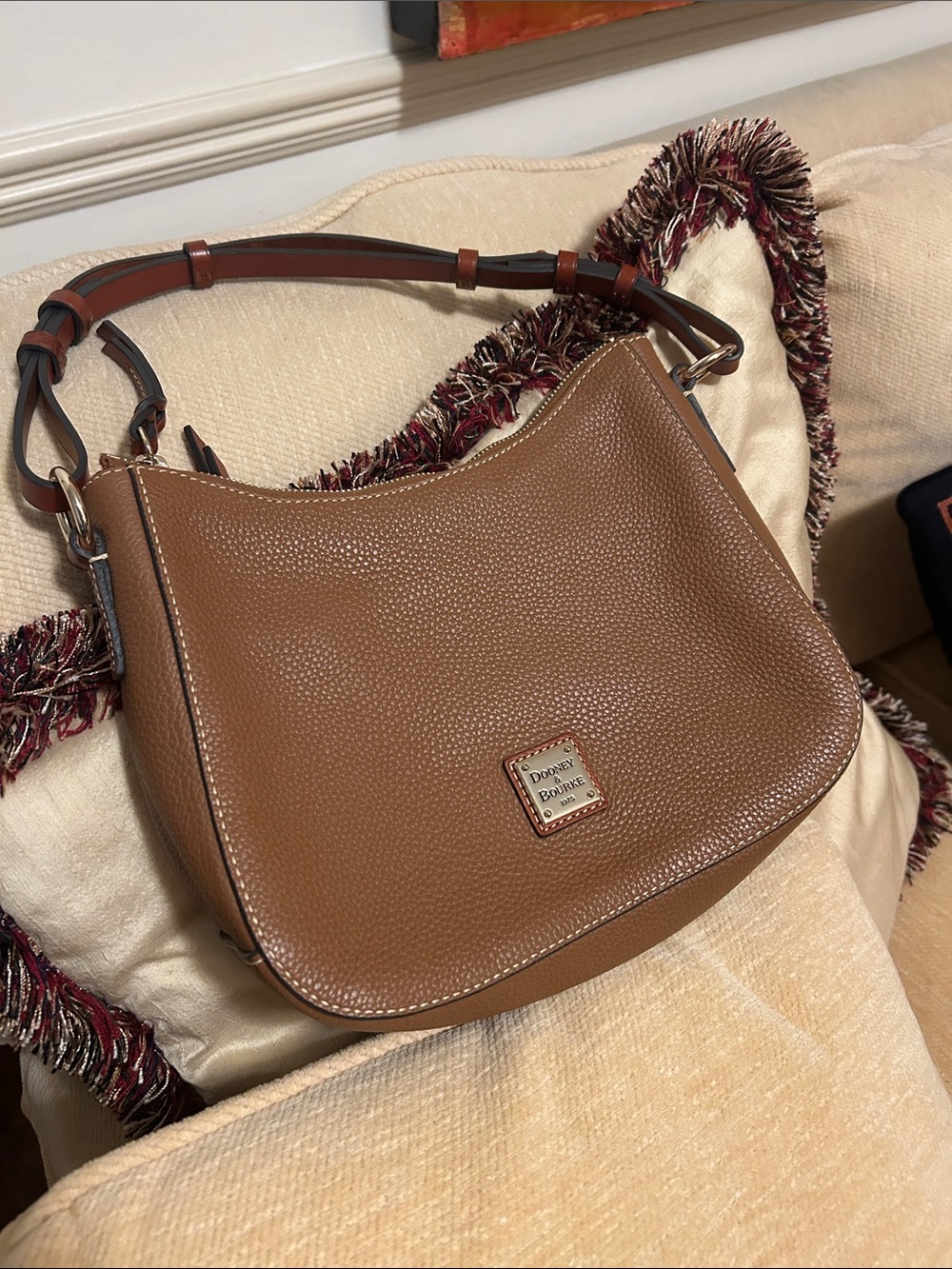 Dooney & Bourke Brown Pebble Leather Hobo Bag GUC